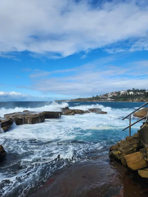 Powerful waves crashing against the rocky Bondi to Coogee coast.