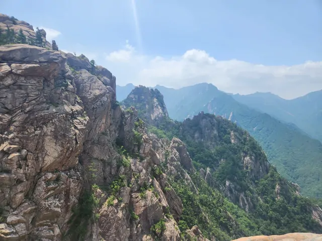 The rugged granite ridges and green forests of Seoraksan.