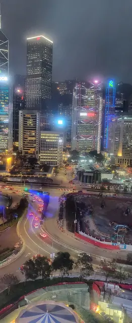 The shimmering night lights of the Central district.