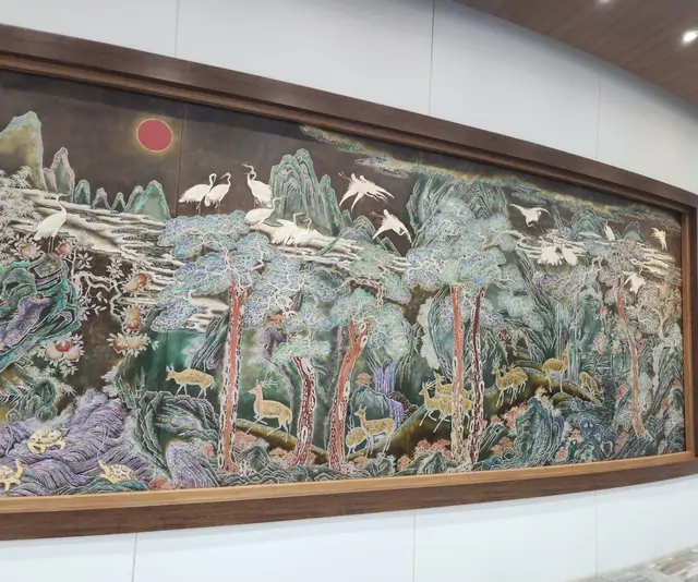 A traditional Korean folk painting of the ten symbols of longevity.