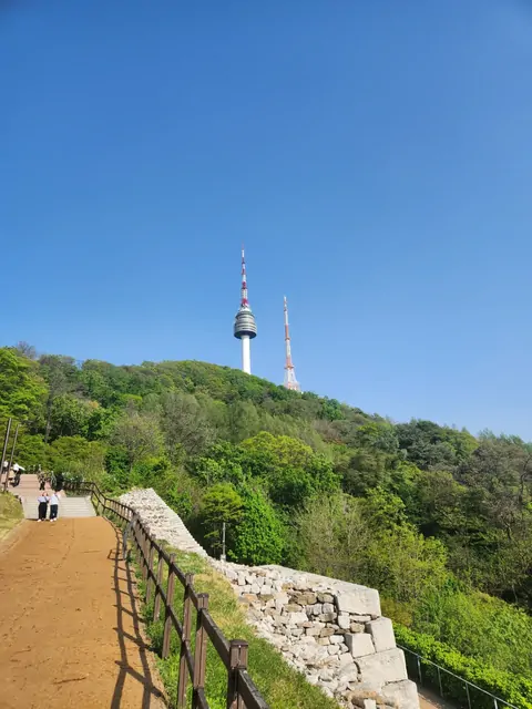 南山 둘레길（周遊路）から望むNソウルタワーの全景