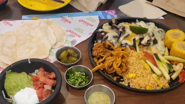 Fajita platter and sides at Borders Mexican Restaurant.