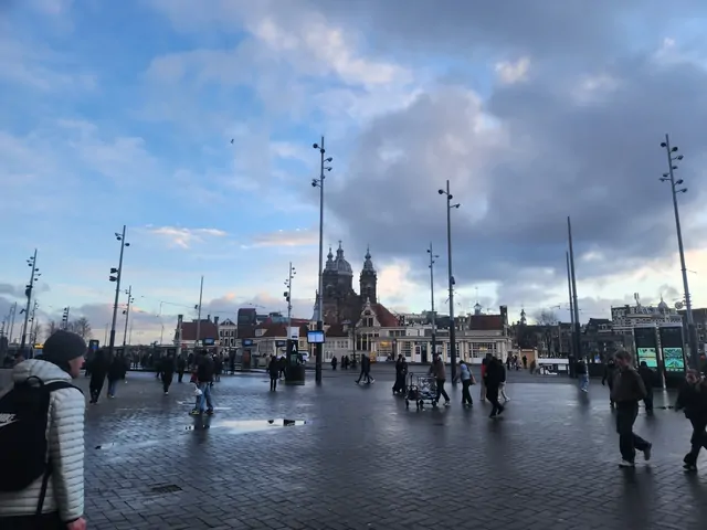 St. Nicholas Basilica's dome rising above the square near Central Station.